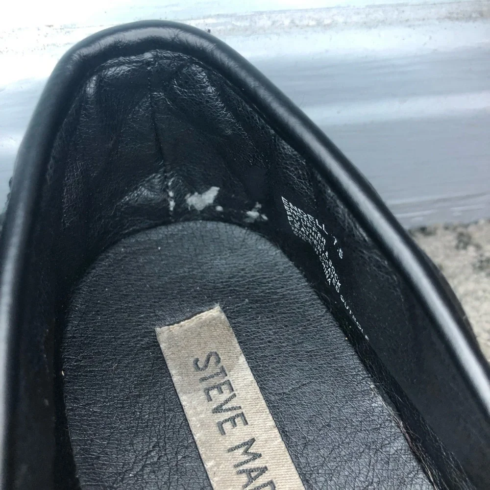 Steve Madden Black Endell Quilted Slip On Shoes Size 7.5